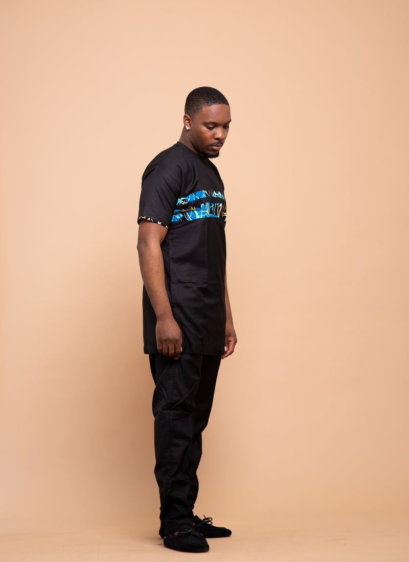 Connor Ankara 2 piece Men Shirt and Trouser | Black and African Print