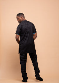 Connor Ankara 2 piece Men Shirt and Trouser | Black and African Print