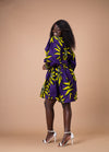 Sheila Ankara Midi Dress | Purple and Yellow African Print