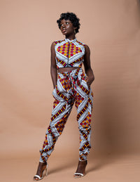 Ara Ankara Crop Top | White and Red African Print