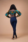 Tia Ankara Crop Top | Green and Yellow African Print