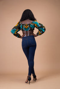 Tia Ankara Crop Top | Green and Yellow African Print