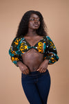 Tia Ankara Crop Top | Green and Yellow African Print