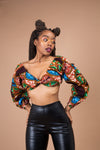 Tammi Ankara Crop Top | Brown and Blue African Print