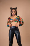 Tammi Ankara Crop Top | Brown and Blue African Print