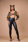 Tammi Ankara Crop Top | Brown and Blue African Print