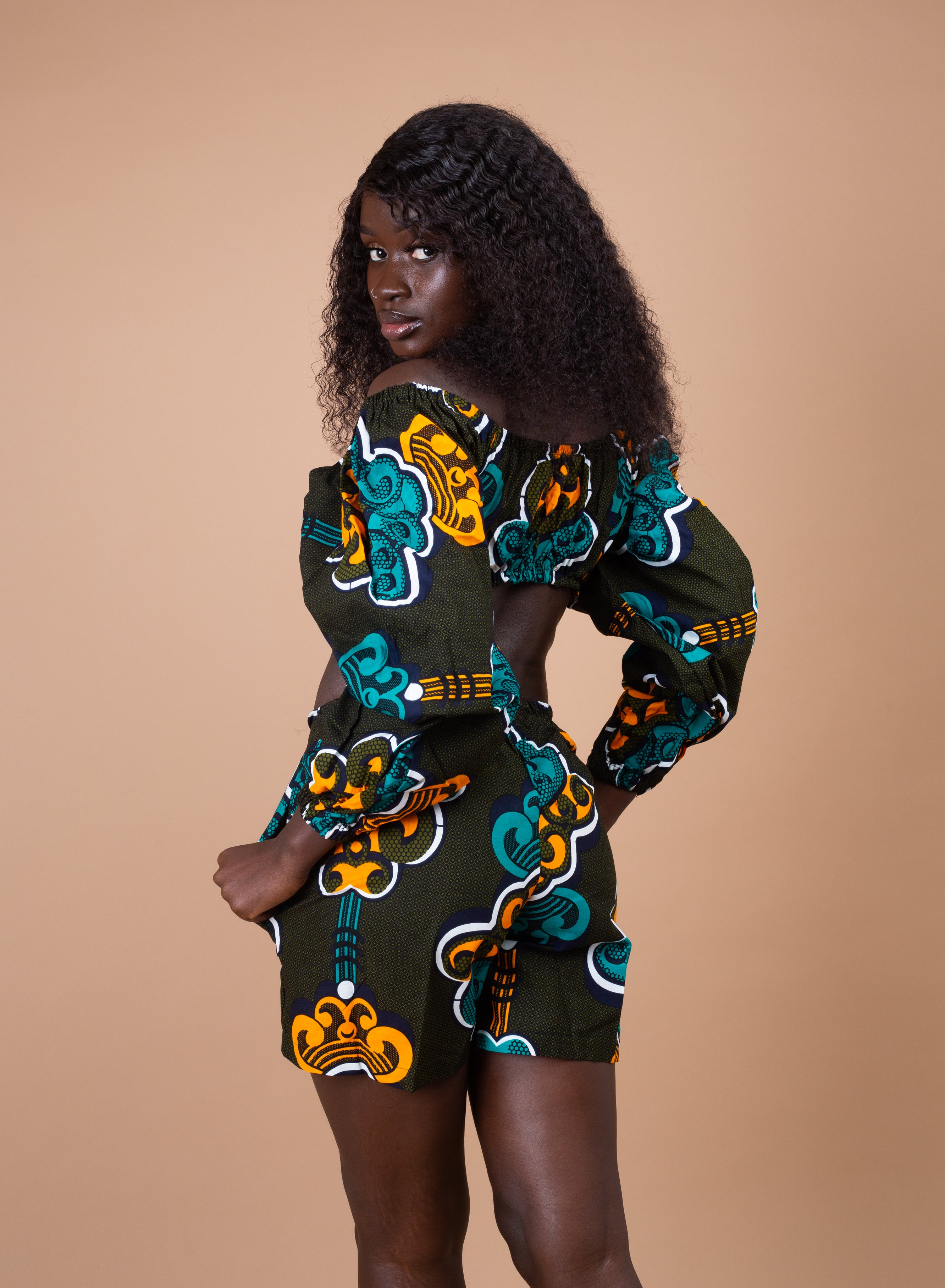 Tia Ankara Shorts | Yellow and Green African Print – M.A.DKollection