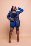 Tina Ankara Long Jacket | Blue African Print