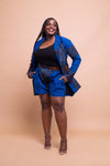 Tina Ankara Long Jacket | Blue African Print