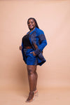 Tina Ankara Long Jacket | Blue African Print