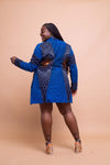 Tina Ankara Long Jacket | Blue African Print