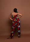 Koko Ankara Tube Jumpsuit | Red and White African Print