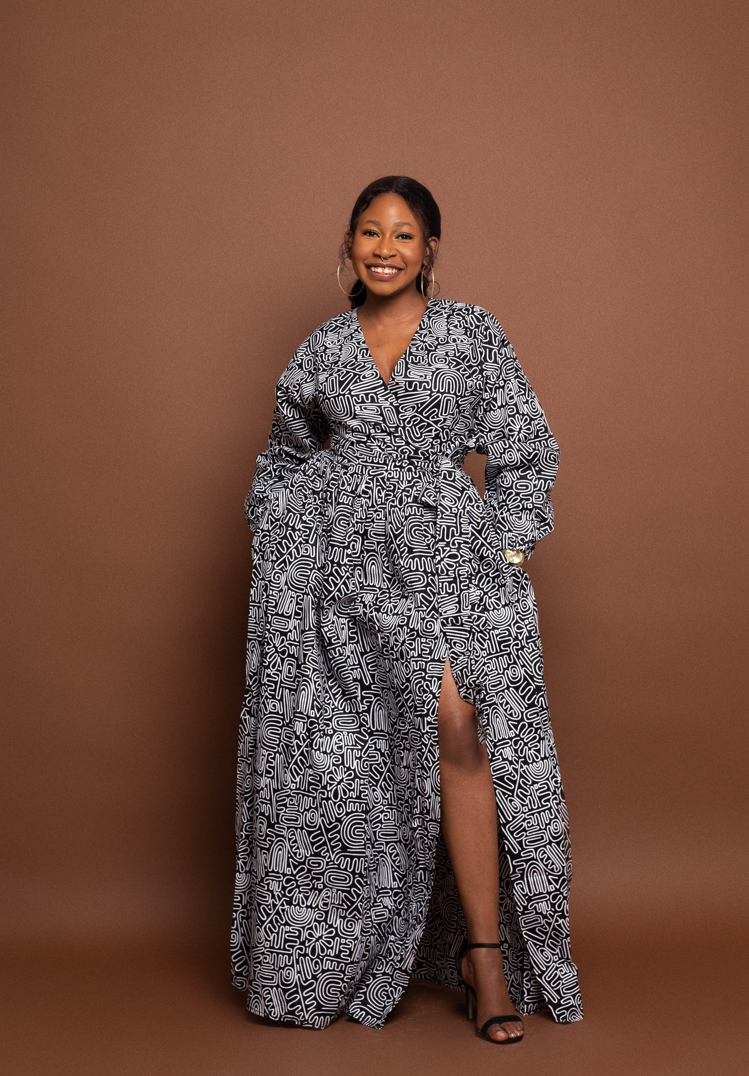 Abi Ankara Maxi Dress Black and White African print Dress –