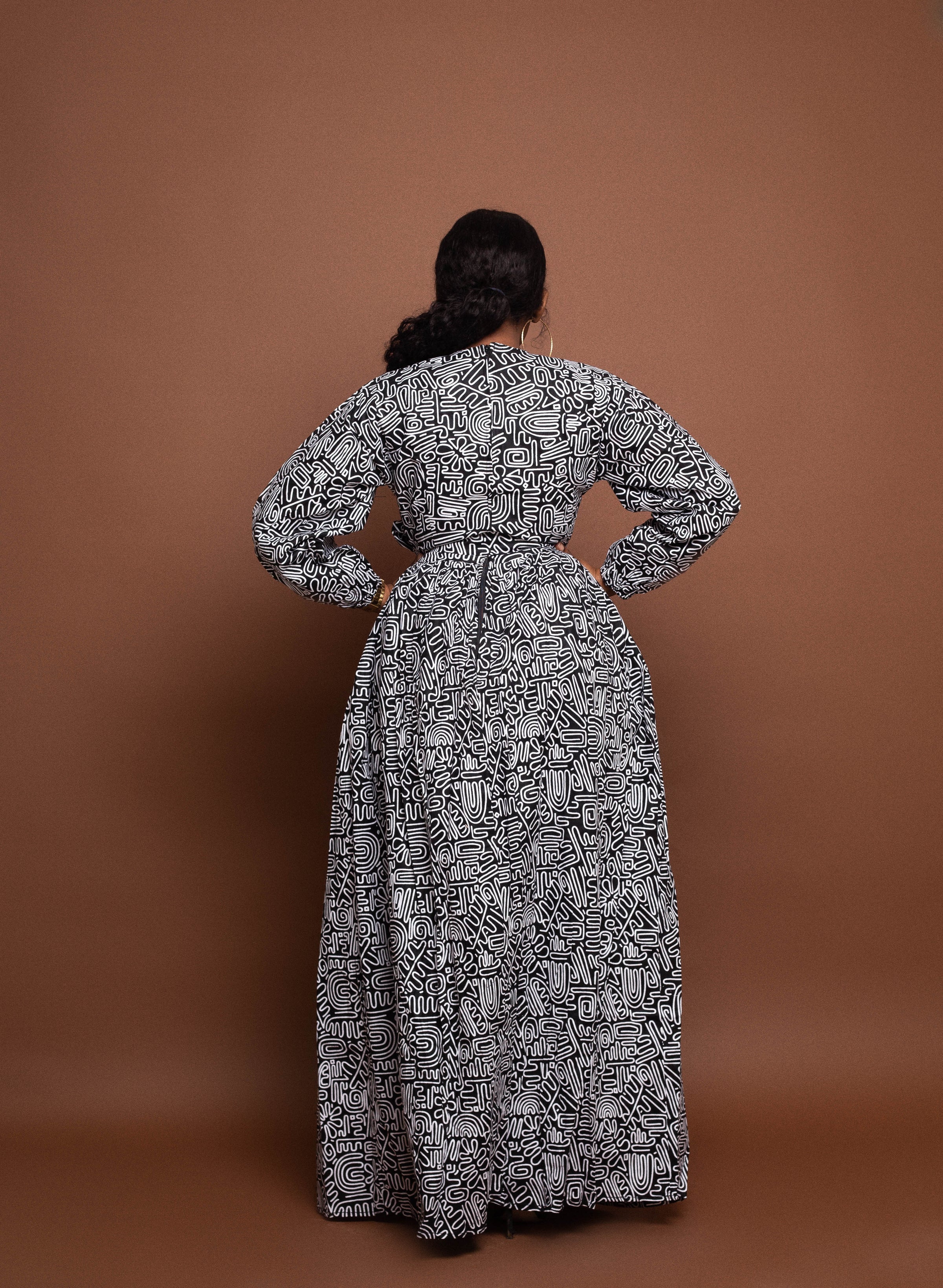 Abi Ankara Maxi Dress Black and White African print Dress –