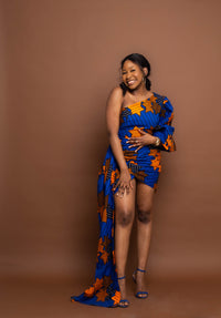 Funke Ankara Short Mini Dress | Yellow and Orange African Tribal Print