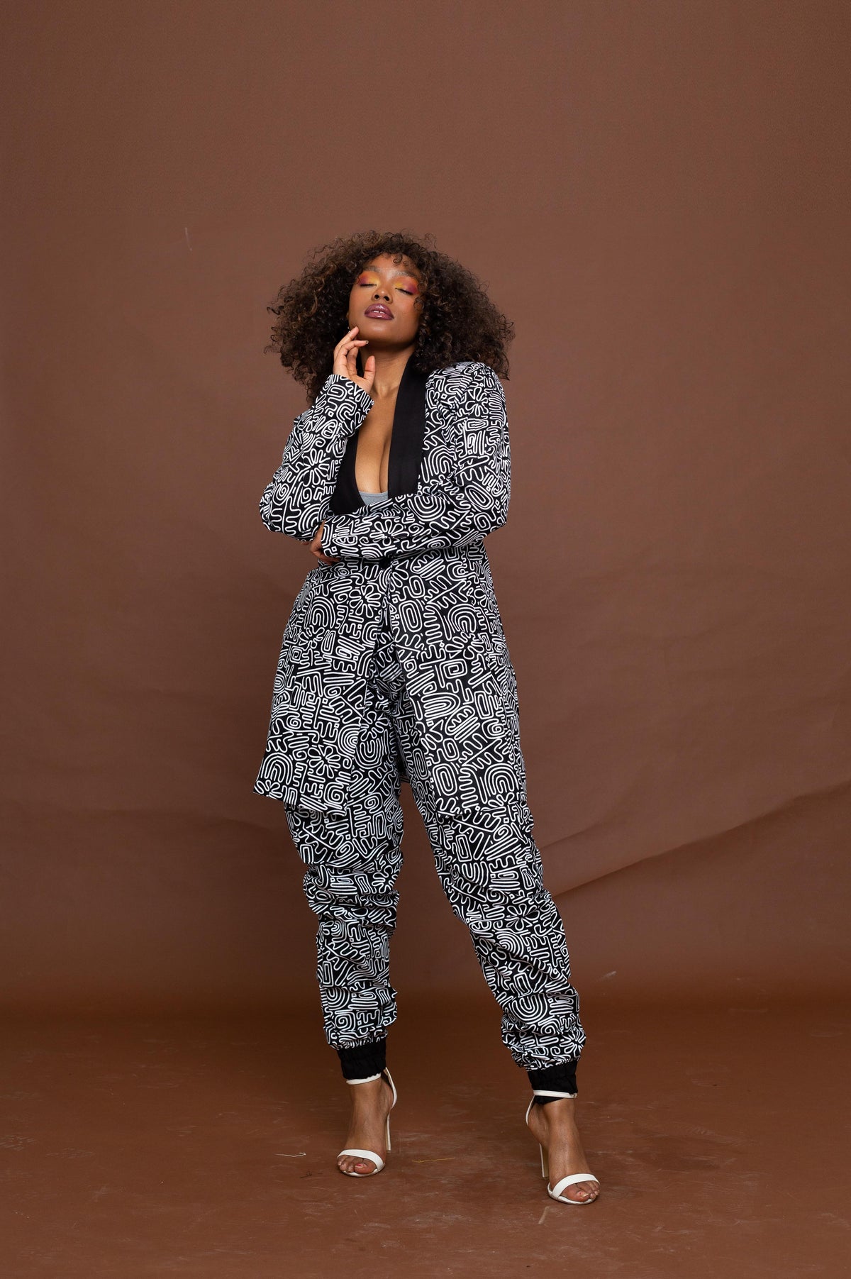 Adora Adire Longline Jacket | Black and White African Print – M.A ...
