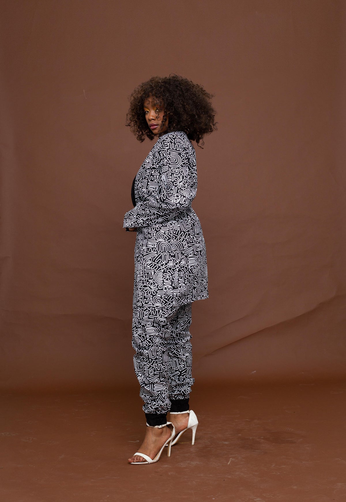 Adora Adire Longline Jacket | Black and White African Print – M.A ...