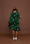Saria Ankara Midi Dress | Green and White African Print