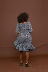 Skylar Ankara Midi Dress | Black and White African Print