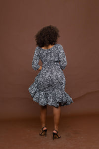 Skylar Ankara Midi Dress | Black and White African Print
