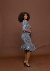 Skylar Ankara Midi Dress | Black and White African Print