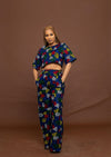Chuma High Waisted Trouser | Blue African Print