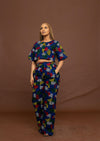 Chuma High Waisted Trouser | Blue African Print