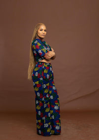 Chuma High Waisted Trouser | Blue African Print