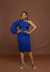 Mwelwa Ankara Midi Pencil Dress | Blue African Print
