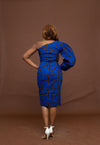 Mwelwa Ankara Midi Pencil Dress | Blue African Print