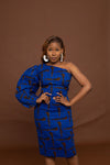 Mwelwa Ankara Midi Pencil Dress | Blue African Print