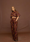 Carmel Ankara High Waisted Trouser | Brown and Black African Print