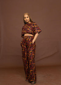Carmel Ankara High Waisted Trouser | Brown and Black African Print
