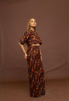 Carmel Ankara High Waisted Trouser | Brown and Black African Print
