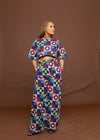 Champo Ankara High Waisted Trouser | Blue and White Multicolored African Print