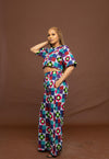 Champo Ankara High Waisted Trouser | Blue and White Multicolored African Print
