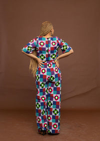 Champo Ankara Crop Top | White and Pink Multicolored African Print