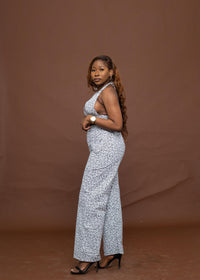 Ginny Ankara Crop Top | White and Black African Print