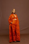 Gelly Ankara High Waisted Trouser | Orange and Black African Print