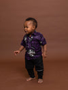 Simon Ankara Boy Shirt | Purple and White African Print