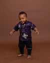 Simon Ankara Boy Shirt | Purple and White African Print