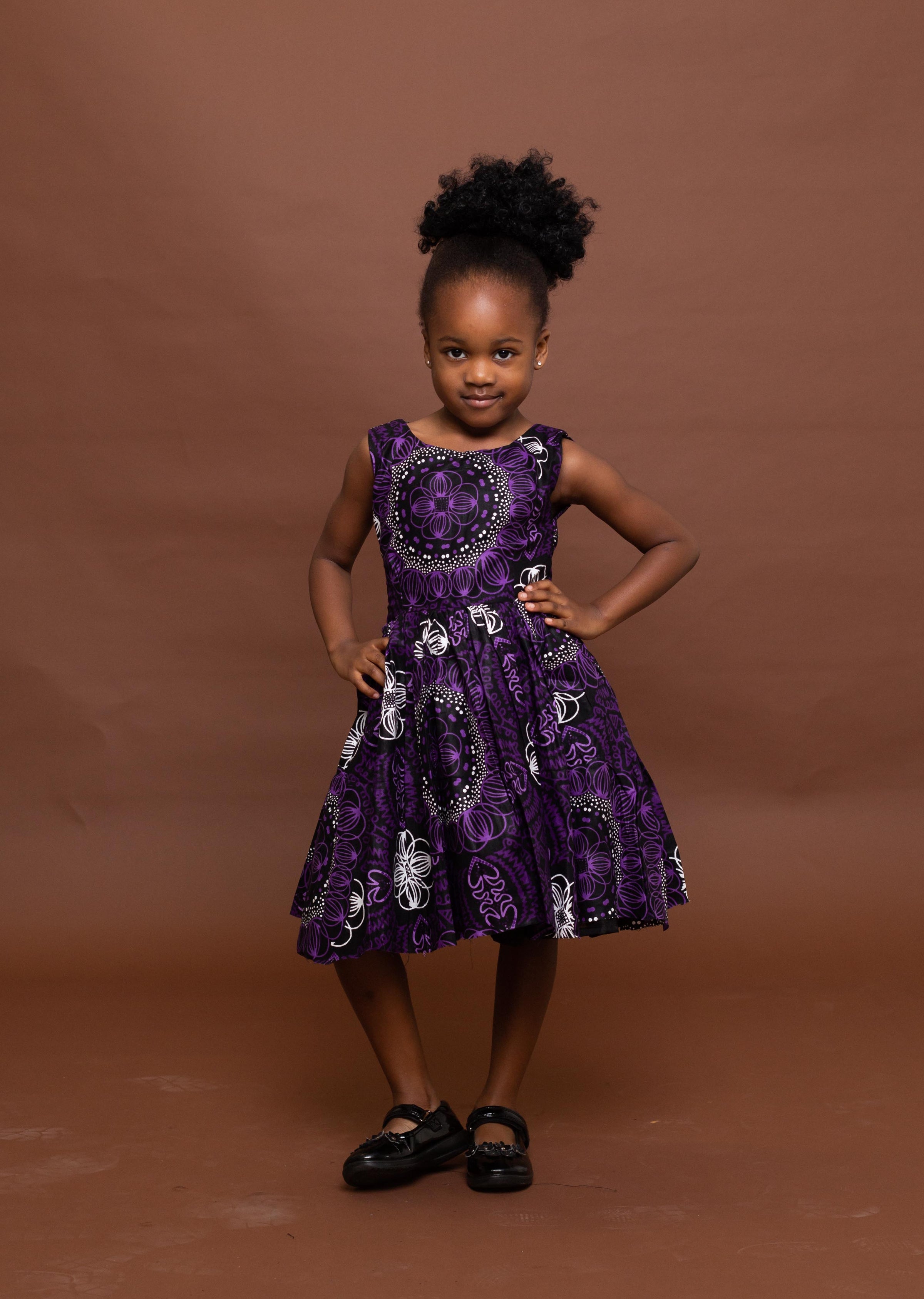 Sabina Ankara girls dress | Purple and White African Print M.A.DKollection Sabina Ankara girls dress | Purple and White African Print M.A.DKollection