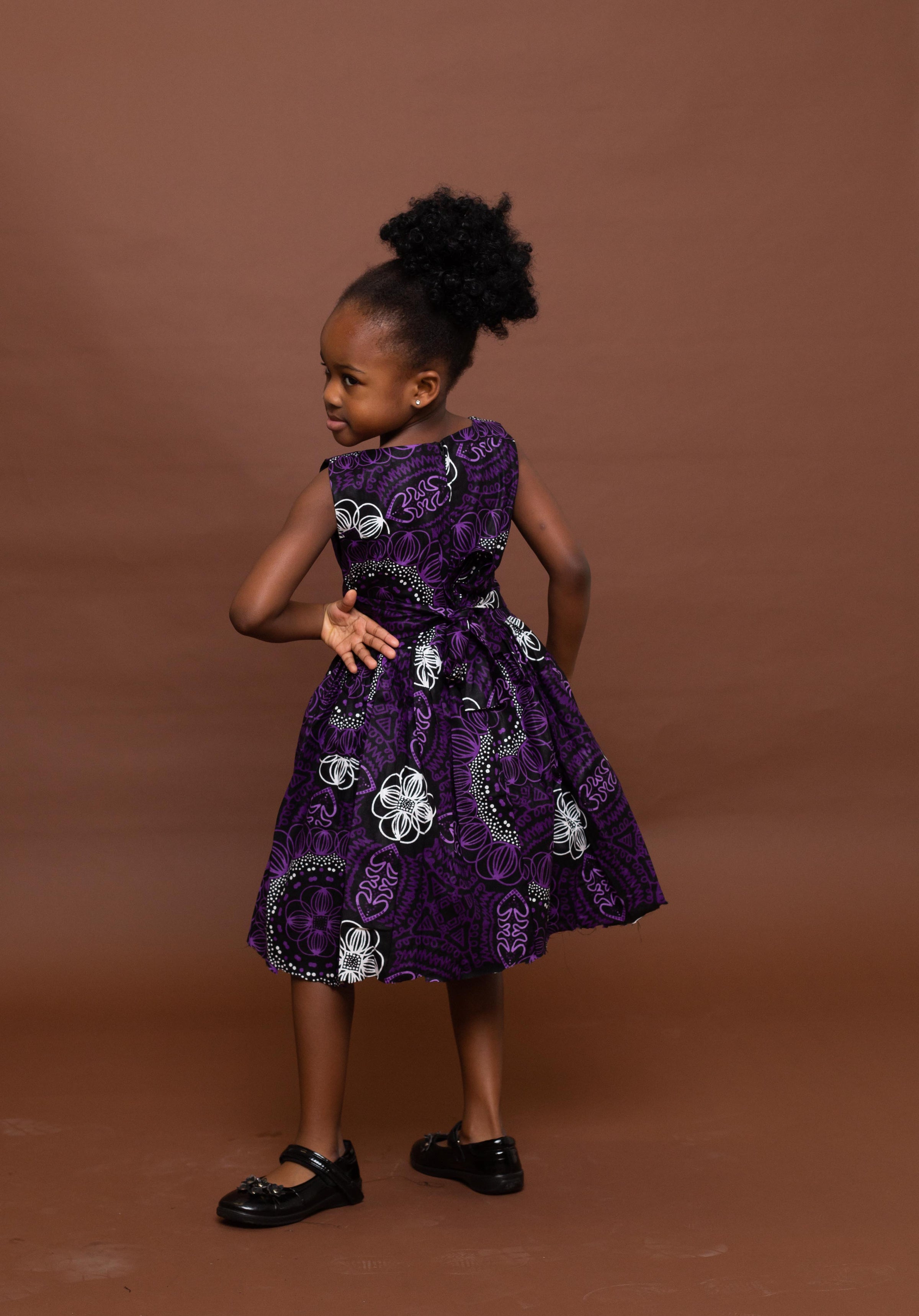 purple and white african dresses African Print Purple And White Peplum Dress