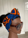 Blue and Orange Satin Lined Head wrap