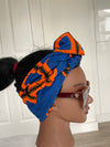 Blue and Orange Satin Lined Head wrap