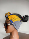 Yellow and White Satin Lined Head wrap