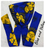Blue and Yellow Satin Lined Head wrap