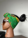 Green Ankara Satin Lined HeadWrap/Scarf