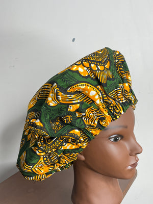 Green and Brown  Hair Bonnet