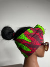 Green and Red Satin Lined Head wrap